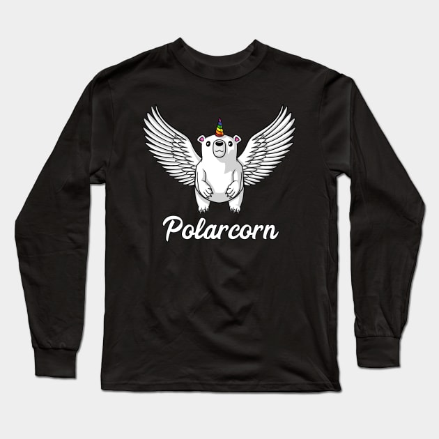 White Polar Bear Unicorn Long Sleeve T-Shirt by underheaven